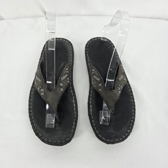 Keen Women's Bree Black Leather Thong Flip Flops sz 6 - Picture 4 of 9